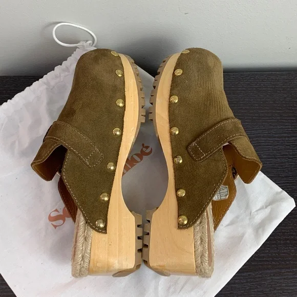 See by Chloé Vivienne Clog Mule in Khaki Suede EU 38 - Picture 3 of 10